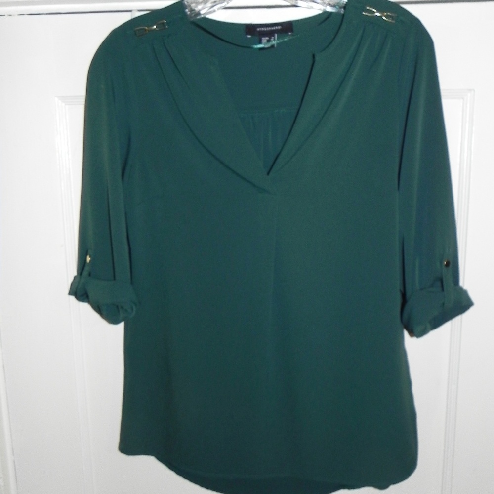 Atmosphere Dark Green Half-Sleeve Blouse